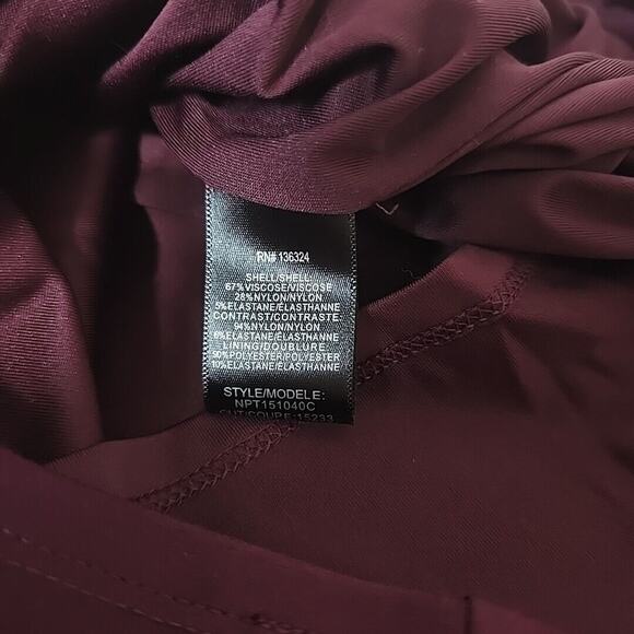 NWT‎ Halston Heritage Cold Shoulder Bodycon Dress Size XS Mesh Ponte Burgundy - Picture 4 of 12